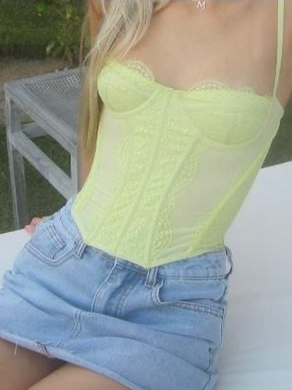 Sexy Y2K Urban Outfitters Yellow Bustier Crop Top